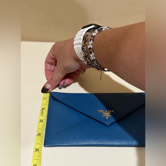 COPY - Prada Vitello Grain Blue Envelope Wallet w/unbranded Chain - Picture 13 of 14
